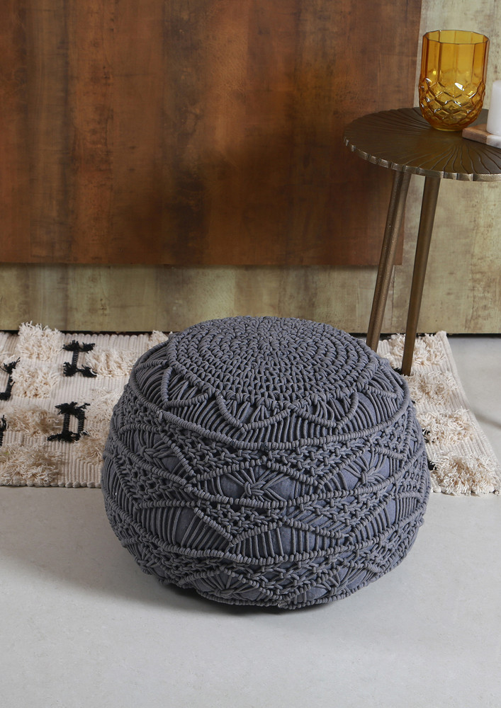 Manor House Ottoman Poufs in grey colour 13.6 inches