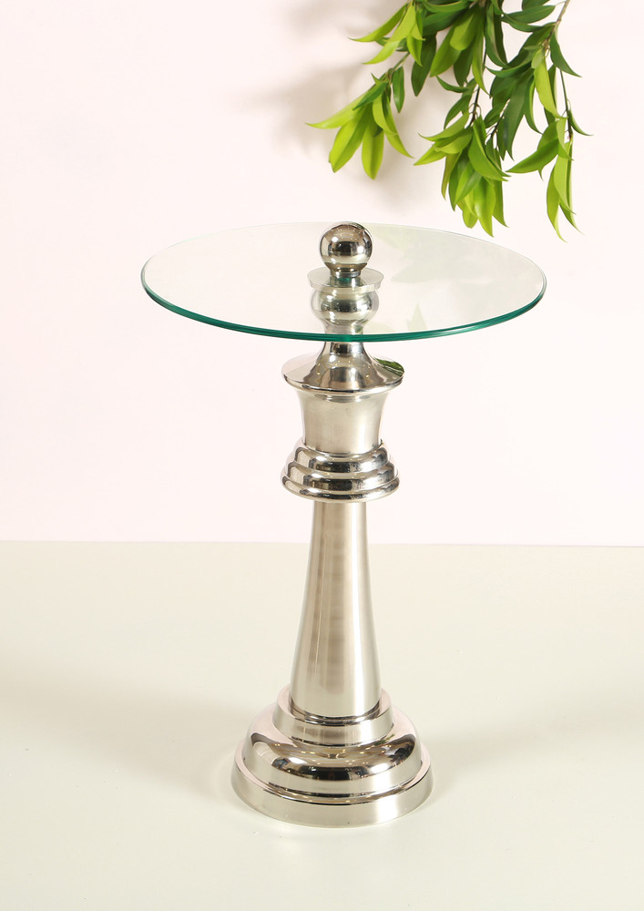 Manor House Chess King Base with Glass Top 19 inch diameter Nickel Finish