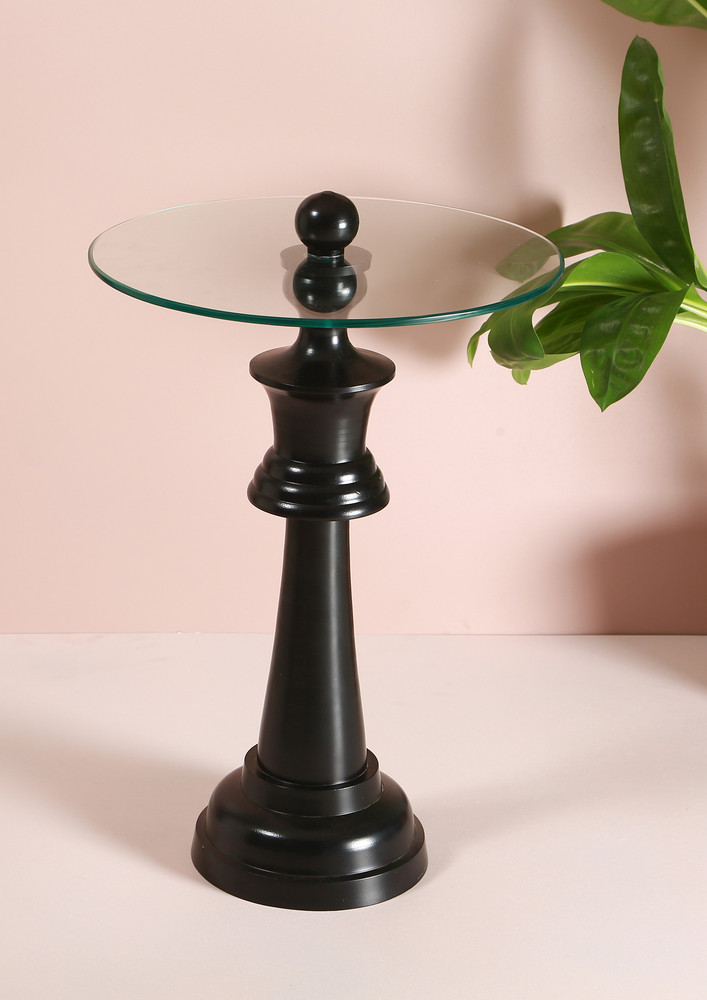 Manor House Black Chess King Base with Glass Top 19 inch diameter