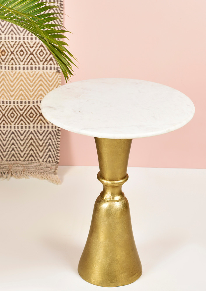 Manor House Minimalistic Side Table Gold Finish 19 inches Tall