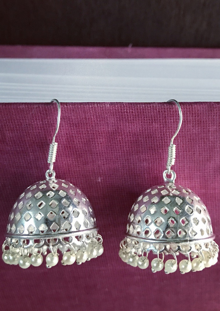 Temple Jhumkis Silver