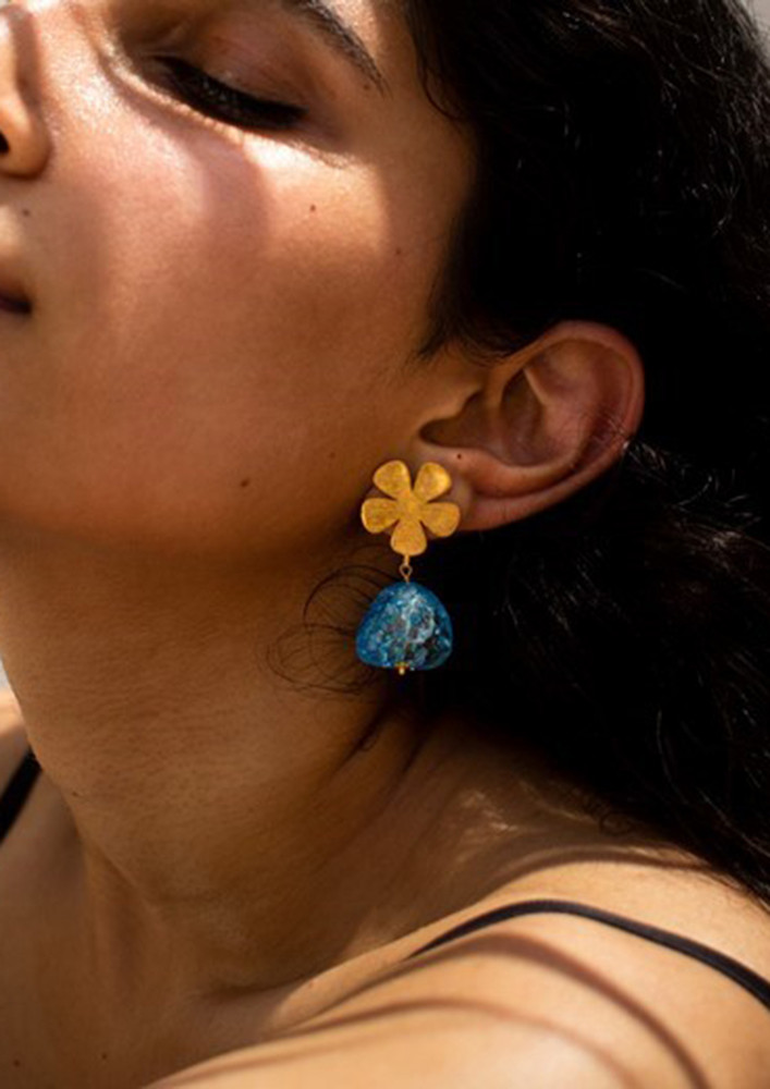 Fleur Stone Earrings Blue