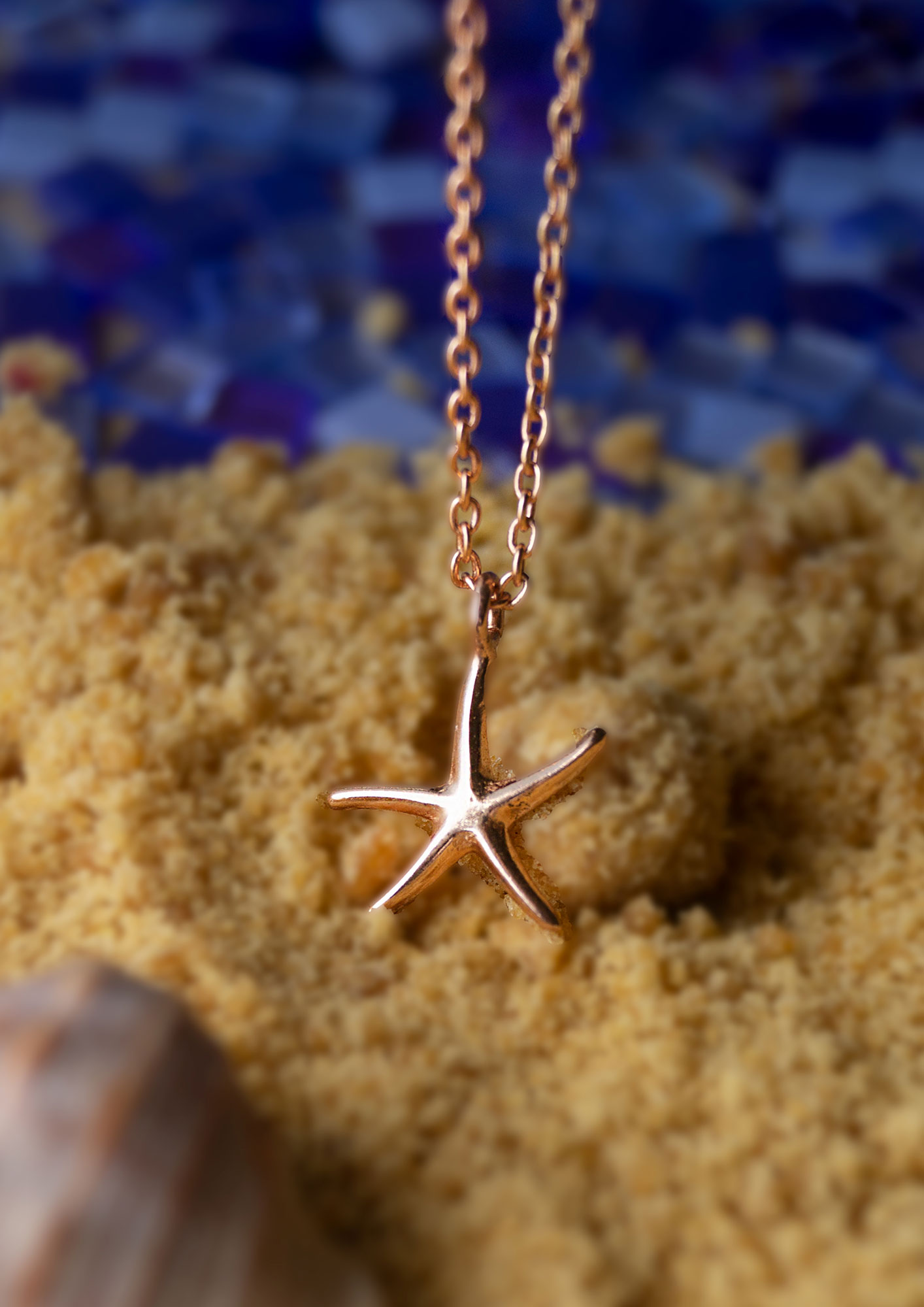 Mannash Underwater Star Fish Rose Gold Plated 925 Sterling Silver Pendant Necklace