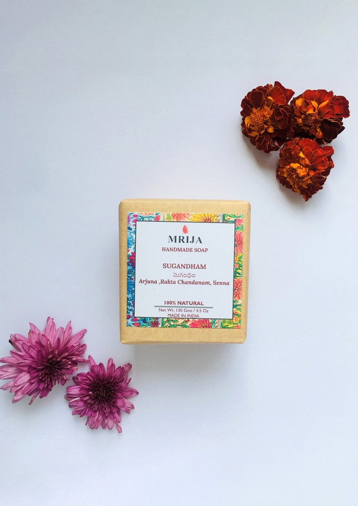 Mrija Sugandham Herbal Soap With 3 Herbs (Arjuna, Rakta Chandanam, Senna)