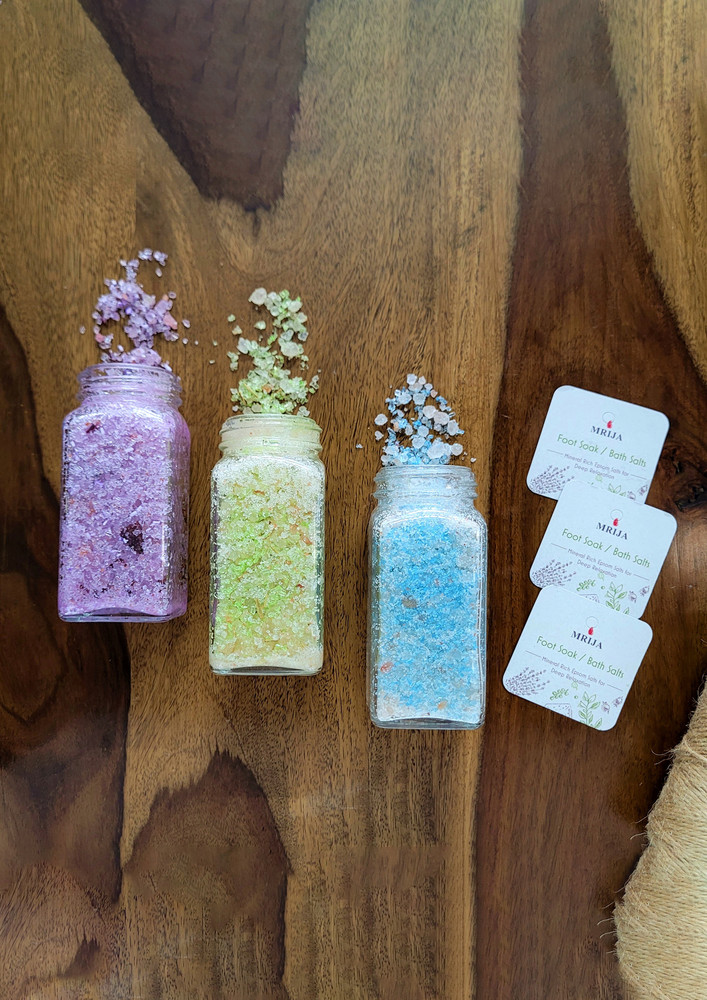 Epsom Bath Salts With Himalayan Pink Salt Crystals And Aromatic Essential Oils - Set Of 3