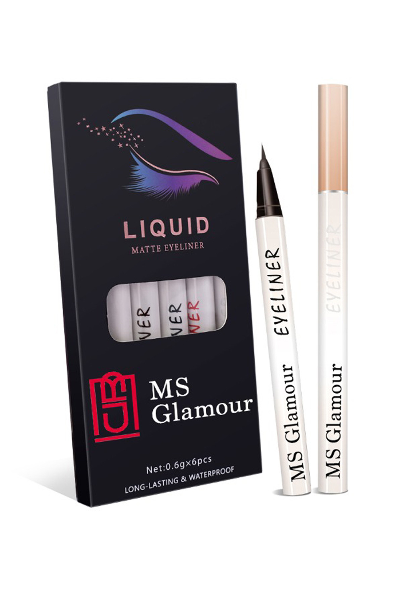 MS Glamour Long-Lasting & Waterproff Eyeliner Pencil Matte Finish 6 Colors | Last upto 12 Hours | Pack of 6