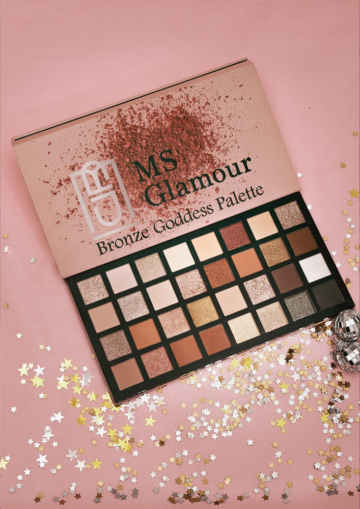 MS Glamour Bronze Goddess Eyeshadow Pallete Matte Ultimate 32 Pigmented Colors Long Wearing and Easily Blendable