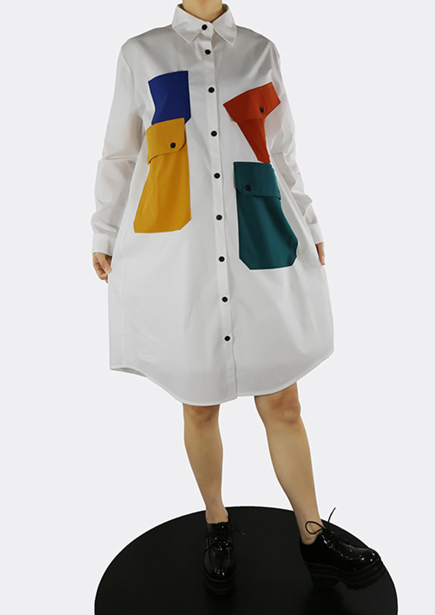 COLORFUL POCKETS WHITE DRESS