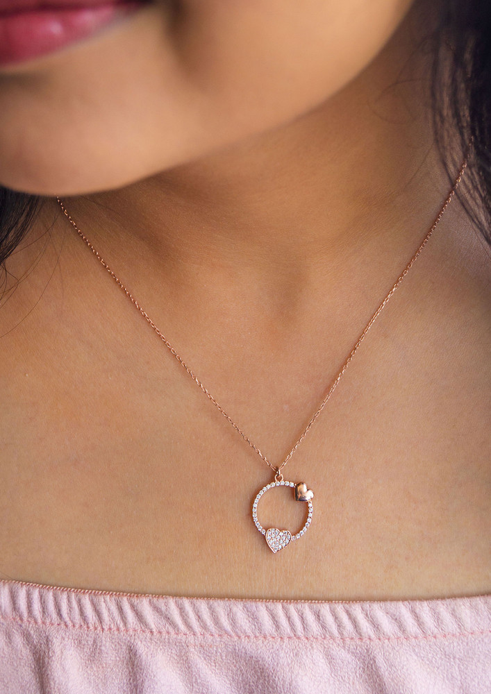 Mannash Along Your Heart Rose Gold Plated Sterling Silver Chain Necklace