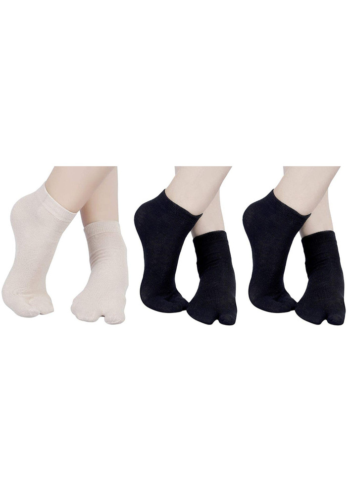 N2s Next2skin Cotton Thumb Tube Socks For Women Toe Socks For Ladies (skin:black:black)