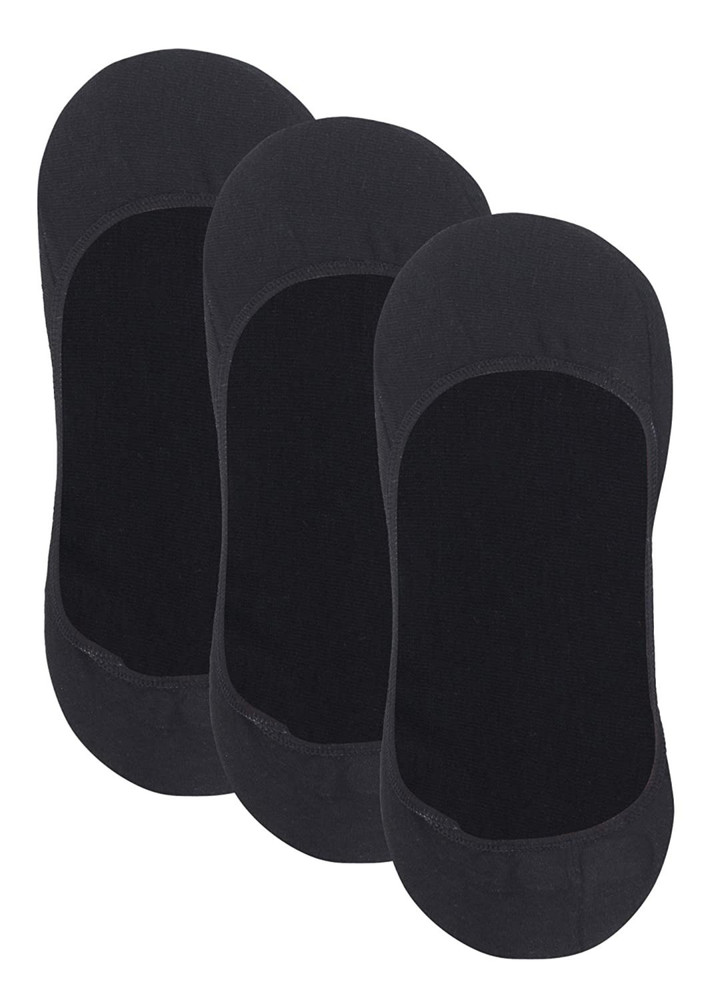 N2s Next2skin Women's Cotton Hidden Loafer Invisible Foot Liner Socks - Pack Of 3 (n2s148, Black)