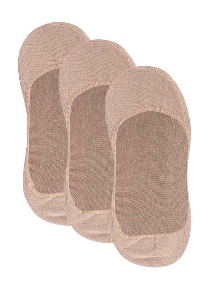 N2s Next2skin Women's Cotton Hidden Loafer Invisible Foot Liner Socks - Pack Of 3 (n2s148, Skin)