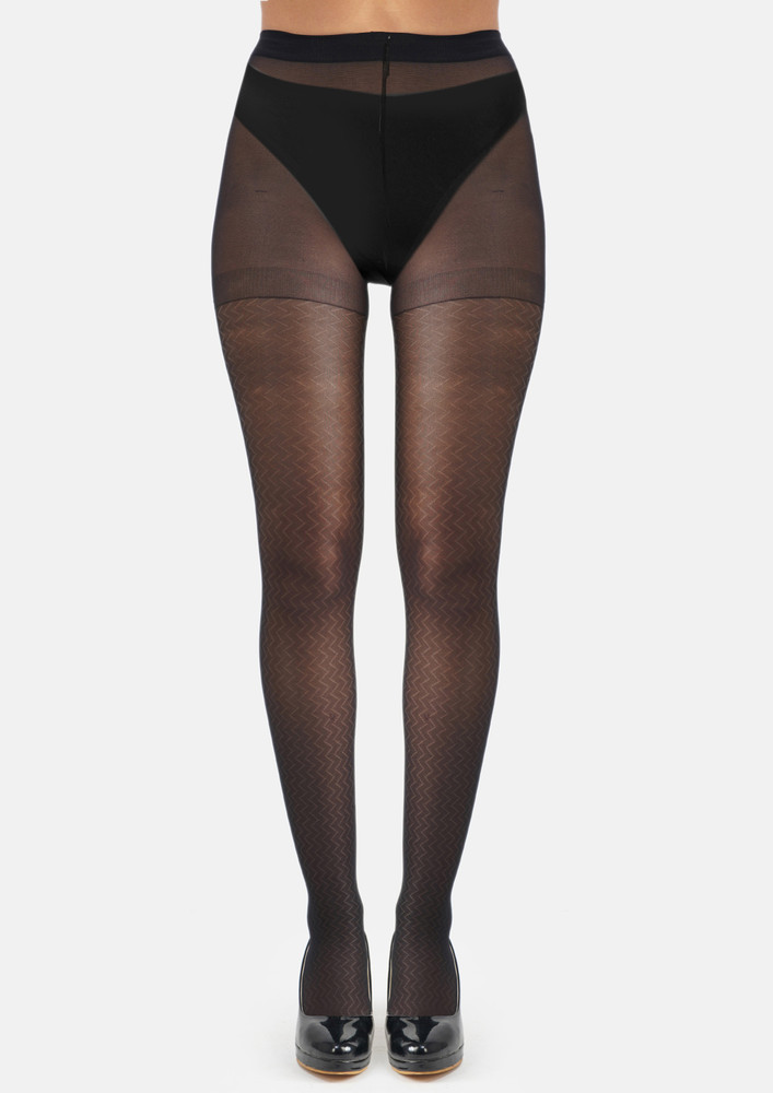 NEXT2SKIN Women's Nylon Sheer Transparent Pattern Pantyhose Stocking (Black)-N2S203-20