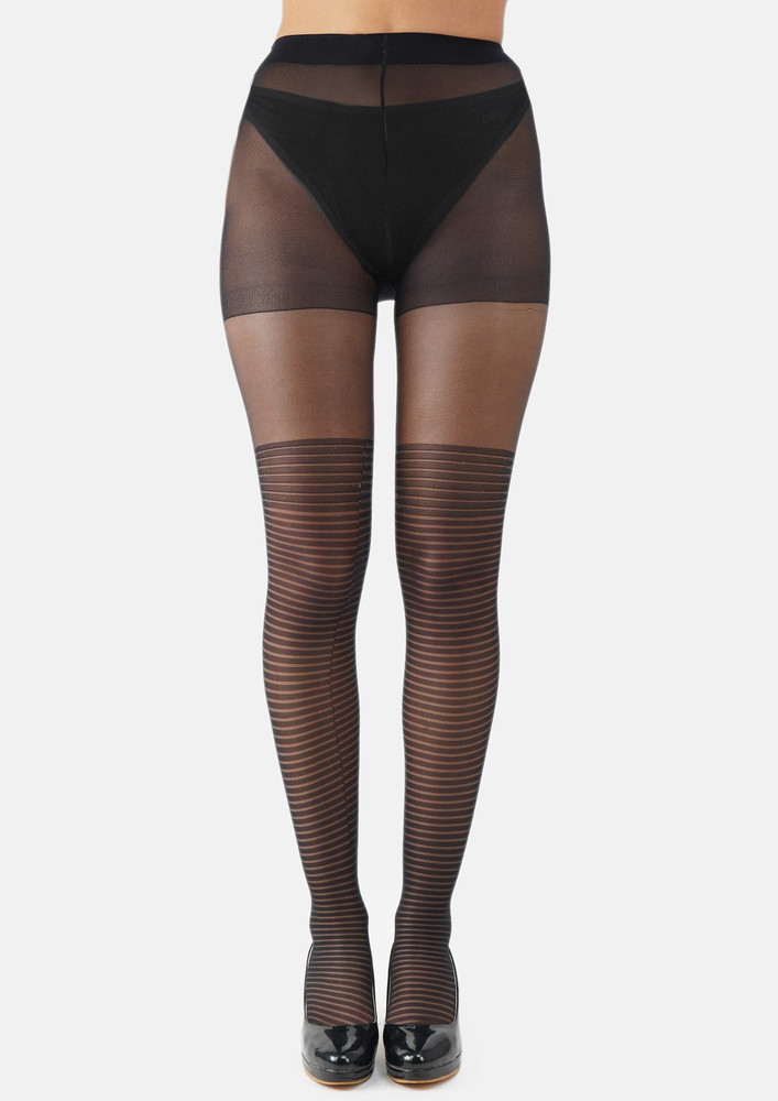 Next2skin Women's Nylon Sheer Transparent Pattern Pantyhose Stocking (black)-n2s203-22