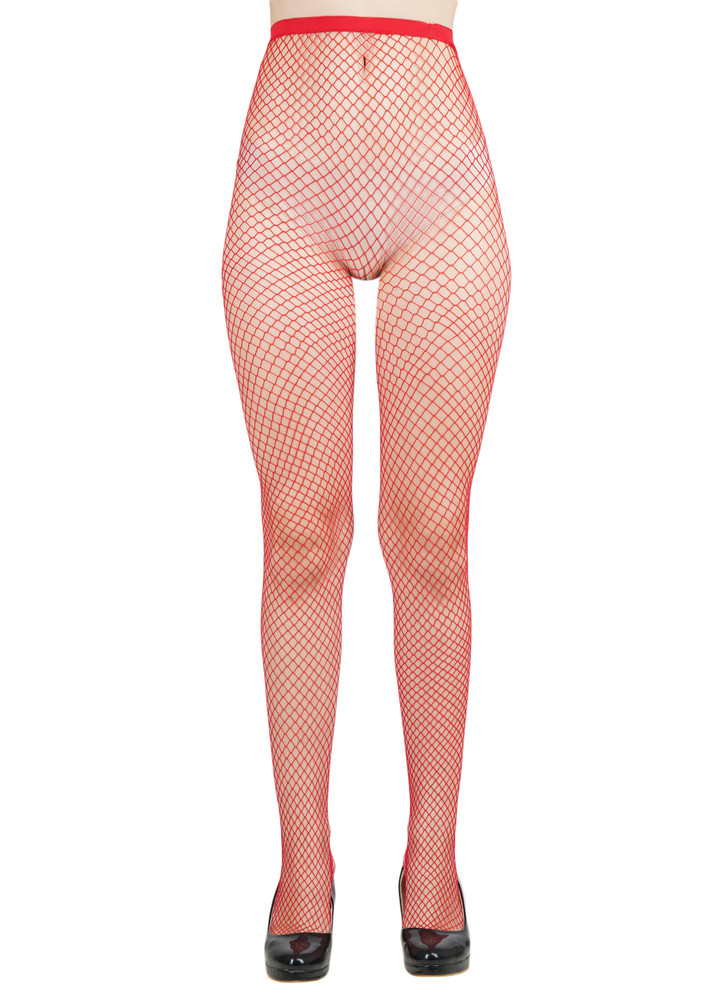 Next2skin Women Fishnet Pattern Mesh Pantyhose Stockings (red, Medium Net)