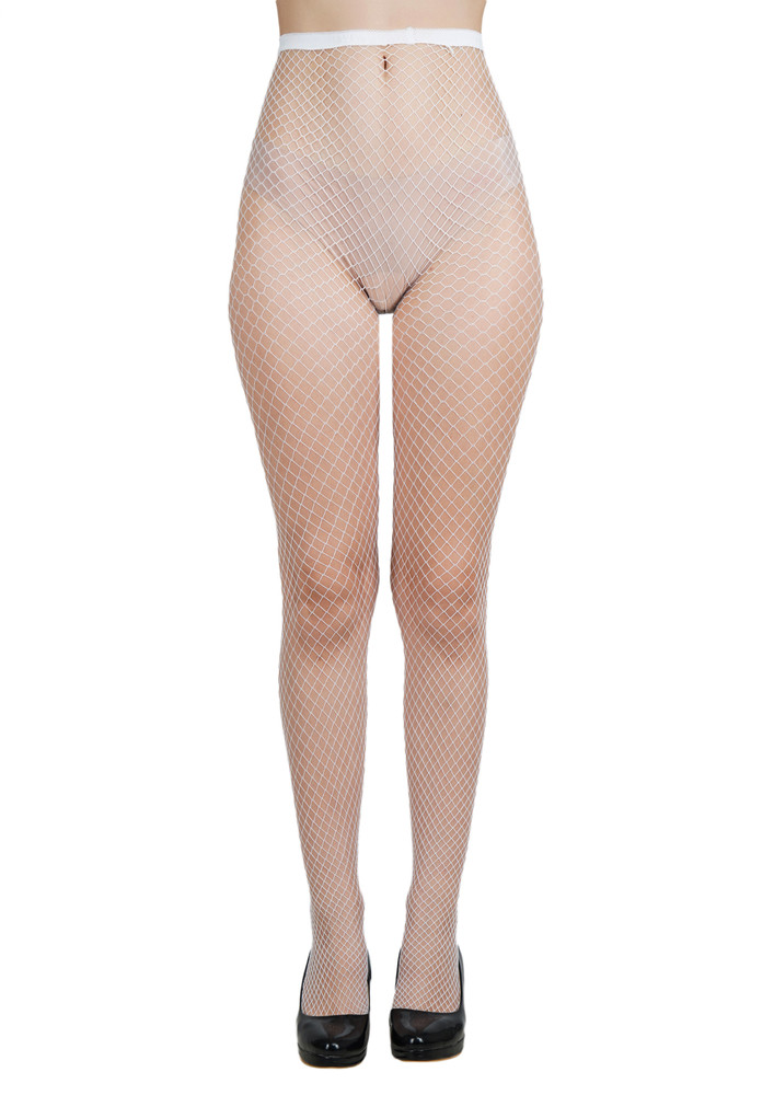 Next2skin Women Fishnet Pattern Mesh Pantyhose Stockings (white, Medium Net)