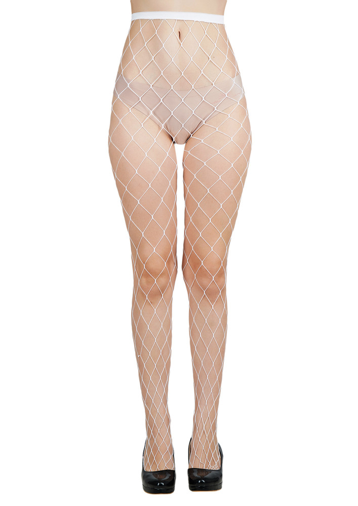 Next2skin Women Fishnet Pattern Mesh Pantyhose Stockings (white, Extra Large Net)