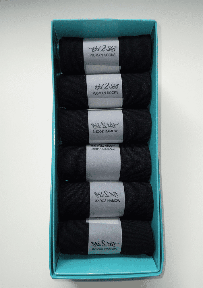 N2s Next2skin Women's Cotton Ankle Socks - Pack Of 6 Pairs (n2s513, Black)