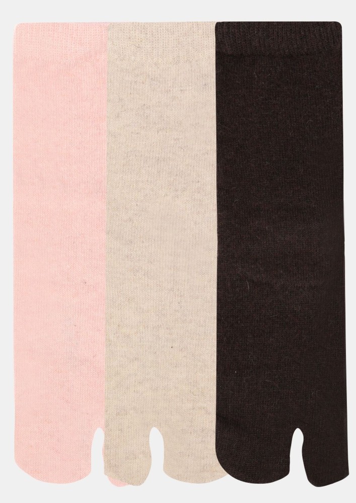 NEXT2SKIN Women's Woollen Regular length Socks (Pack of 3) (Skin,Peach,Brown)