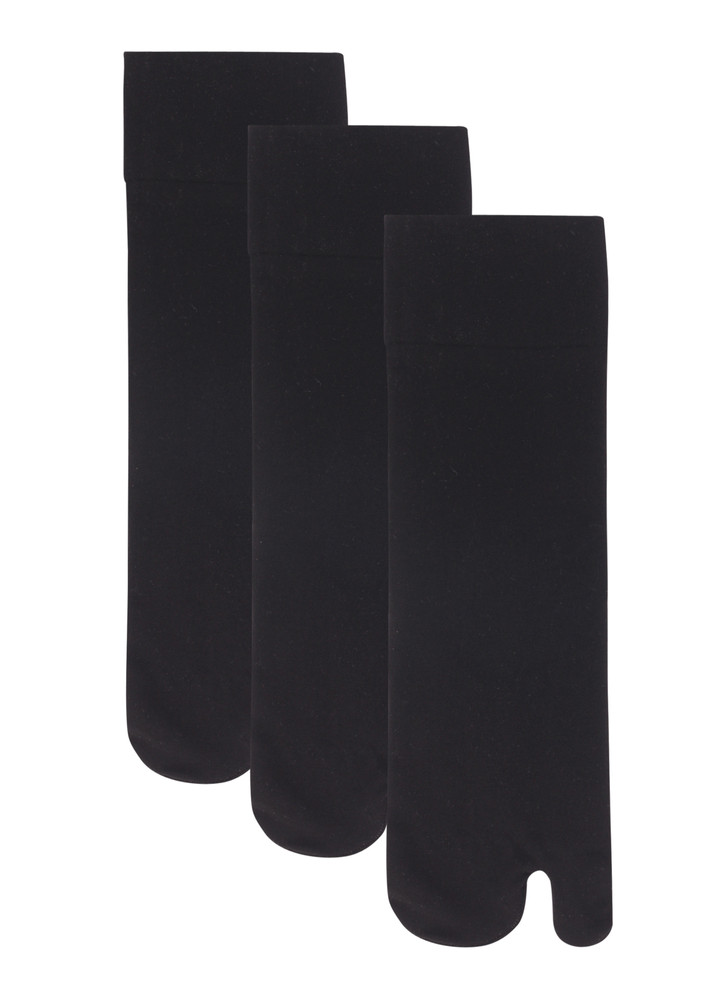 Next2skin Women Nylon Ankle Length Opaque Thumb Socks - Pack Of 3 (black)