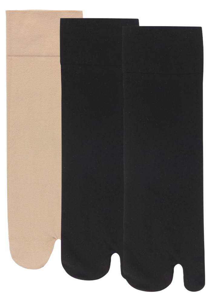 Next2skin Women Nylon Ankle Length Opaque Thumb Socks - Pack Of 3 (black&skin)