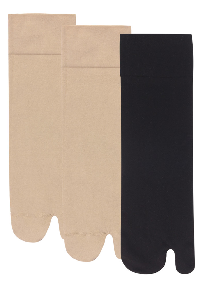 Next2skin Women Nylon Ankle Length Opaque Thumb Socks - Pack Of 3 (skin&black)