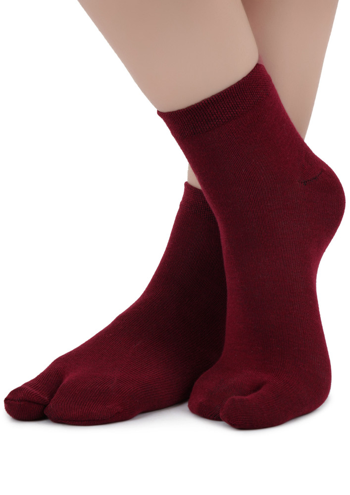 N2s Next2skin Women's Ankle Length Cotton Thumb Socks (pack Of 3)(maroon)