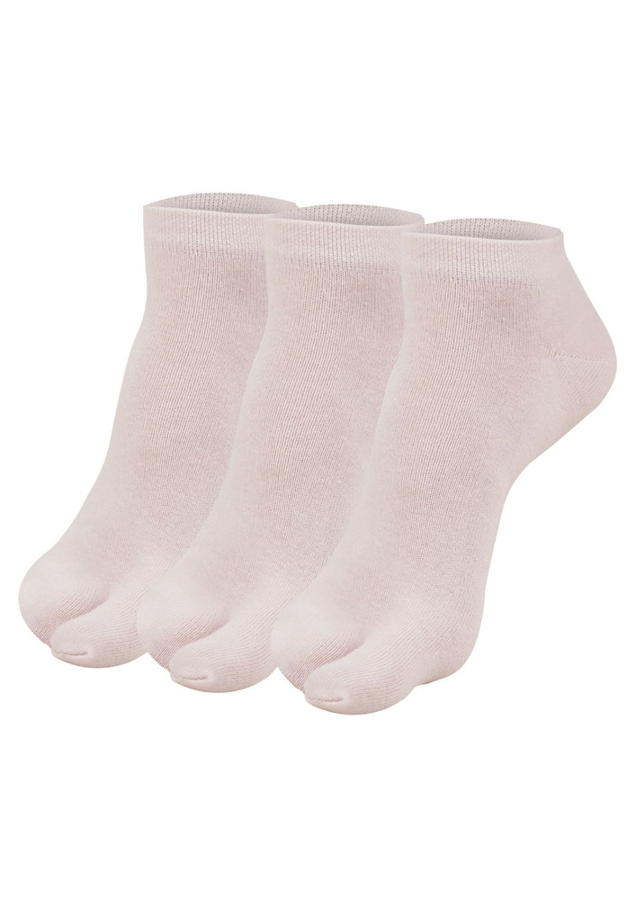 Next2skin Women Low Ankle Length Cotton Thumb Socks (pack Of 3) (babypink:babypink:babypink)
