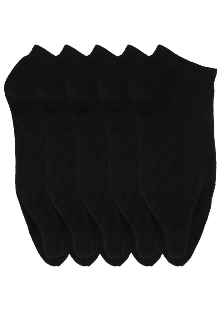 Next2skin Women Low Ankle Length Cotton Thumb Socks (pack Of 5) (black:black:black:black:black)