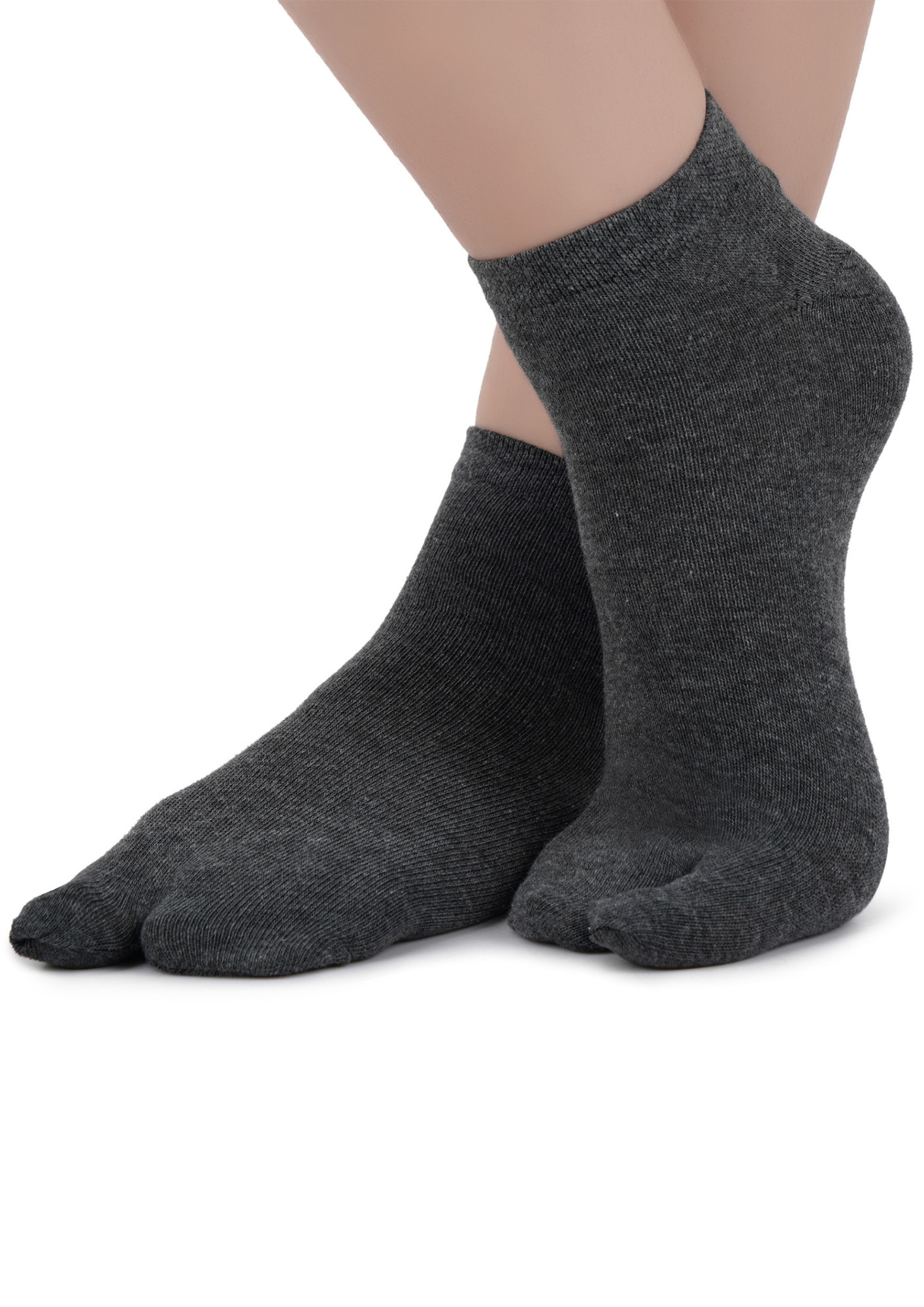 NEXT2SKIN Women Low Ankle Length Cotton Thumb Socks (Pack of 3) (DarkGrey:DarkGrey:DarkGrey)