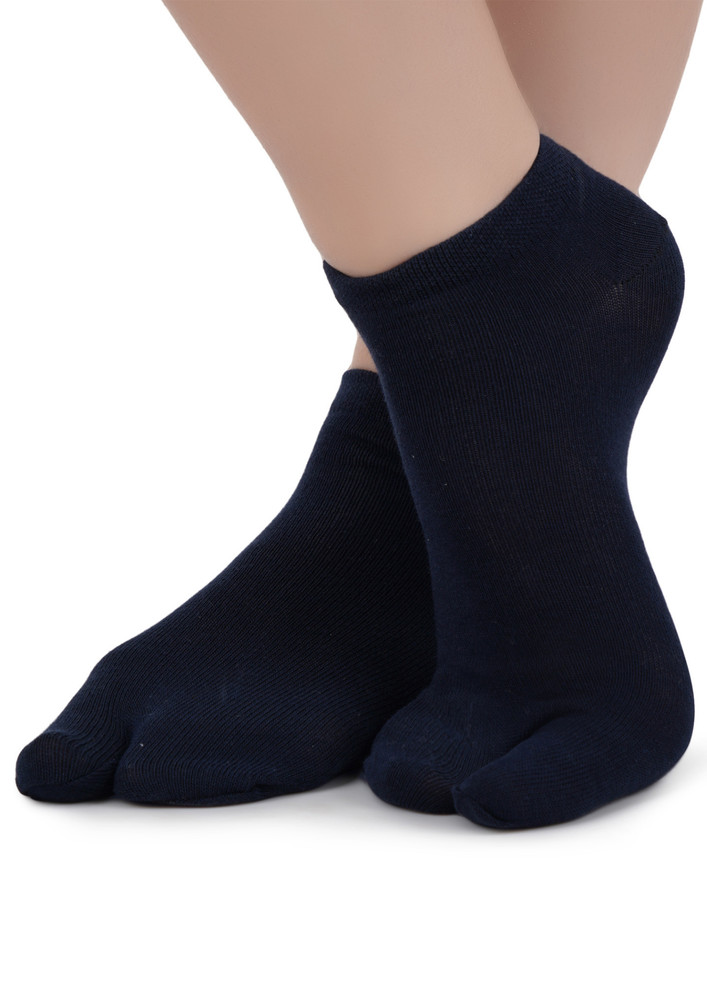 Next2skin Women Low Ankle Length Cotton Thumb Socks (pack Of 3) (navyblue:navyblue:navyblue)