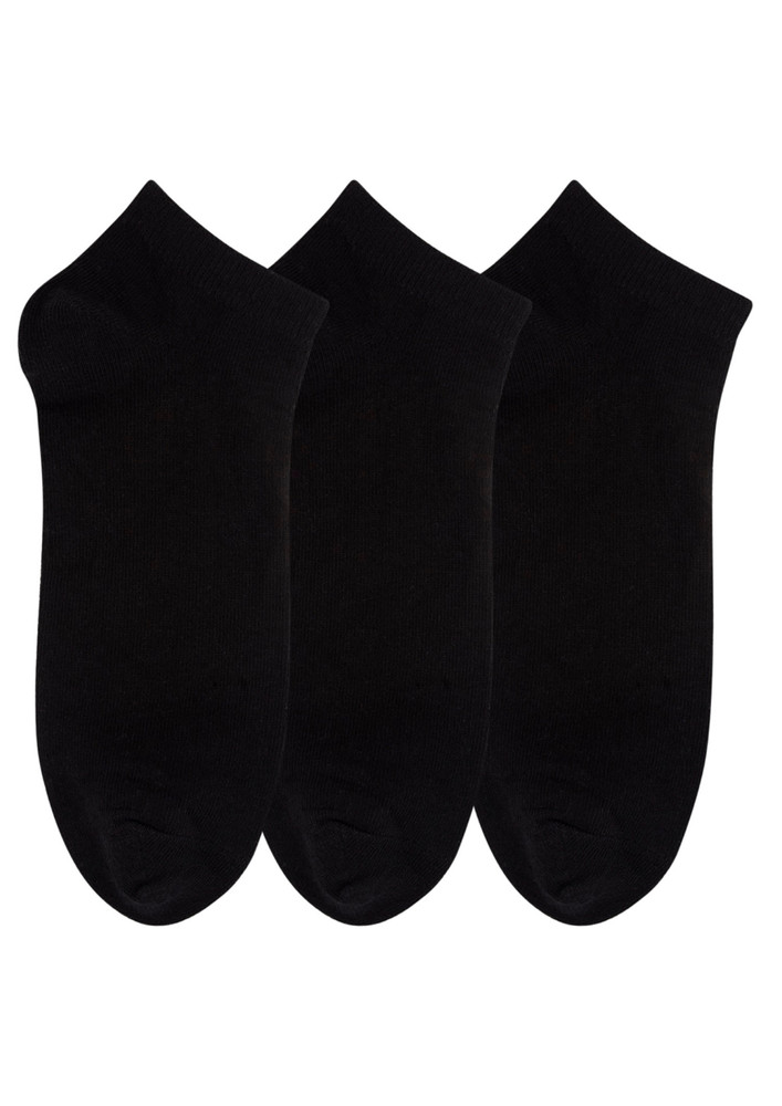 N2s Next2skin Women's Low Ankle Length Cotton Socks-pack Of 3 (black:black:black)
