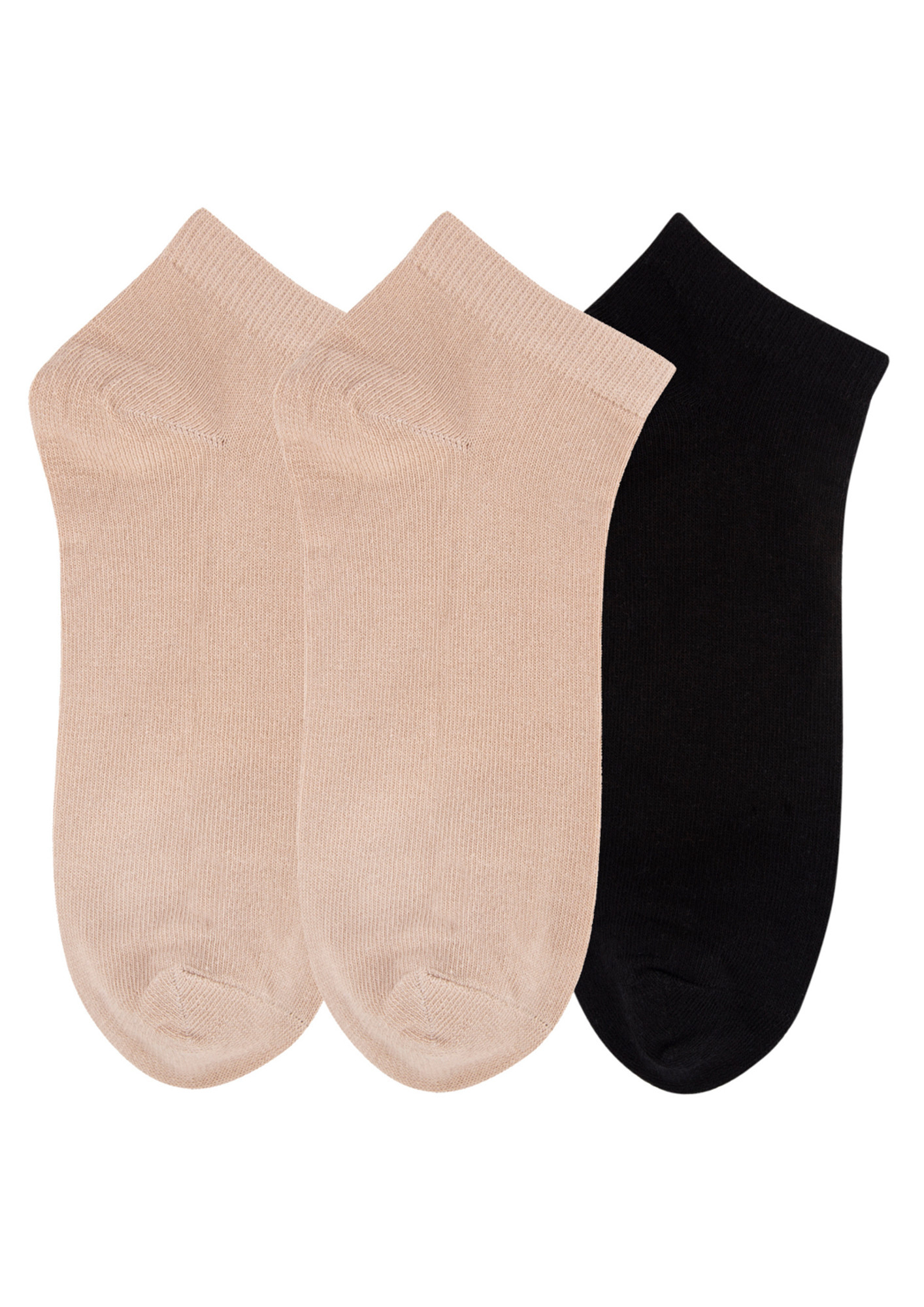 N2S NEXT2SKIN Women's Low Ankle Length Cotton Socks-Pack of 3 (Skin:Black:Skin)