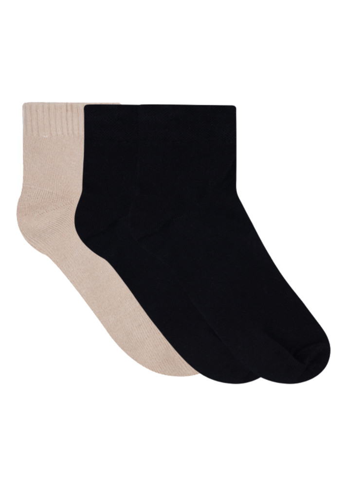 N2s Next2skin Women's Ankle Length Terry Socks - Pack Of 3 Pairs (skin:black:black)