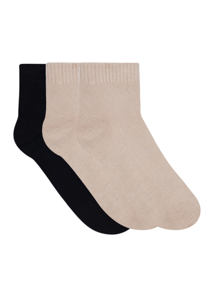 N2s Next2skin Women's Ankle Length Terry Socks - Pack Of 3 Pairs (black:skin:skin)