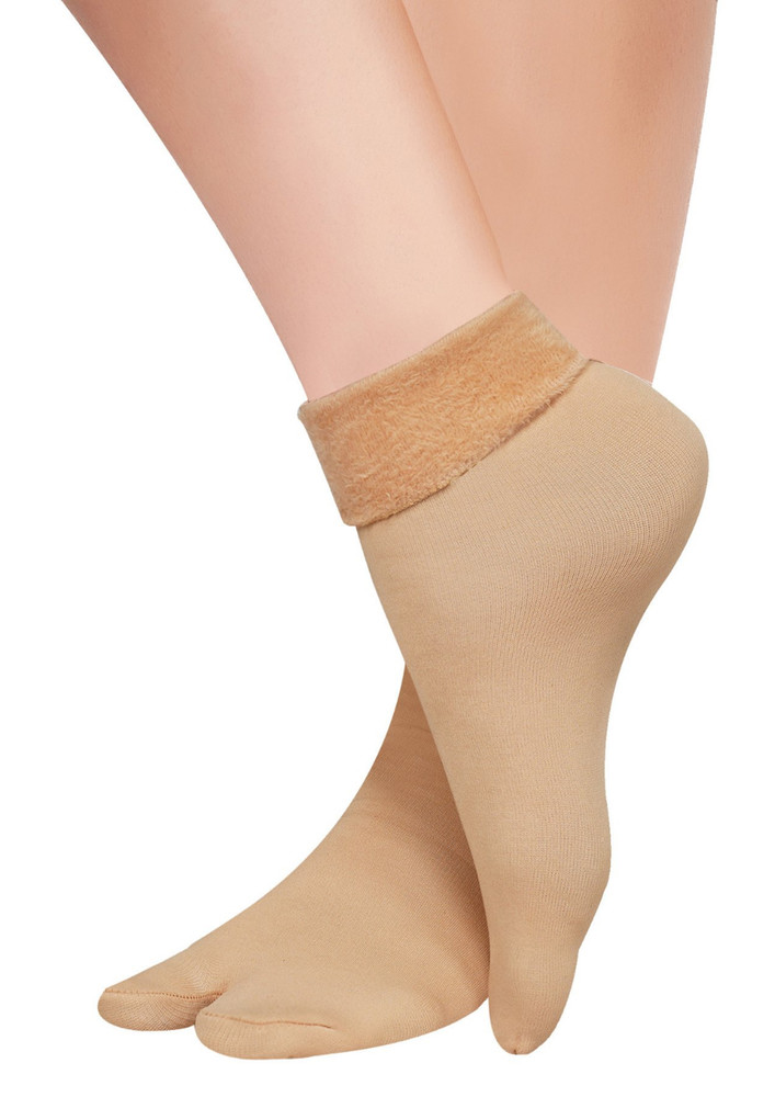 N2s Next2skin Women's Nylon Fur Thumb Winter Socks - Pack Of 3 (n2s920_pz, Black/skin, Free (22-24 Cm))