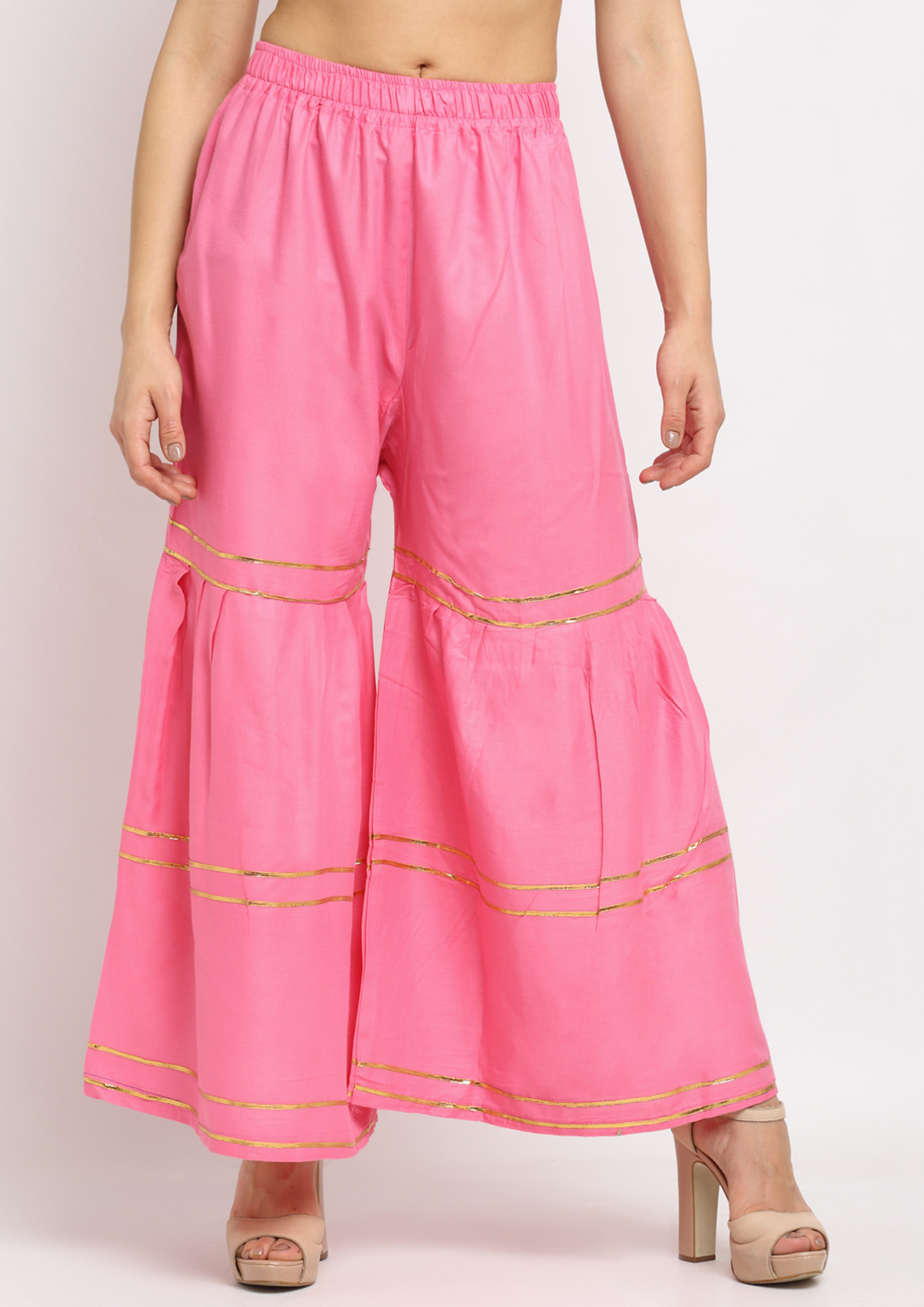 Buy Pink Handcrafted Cotton Farsi for Women | FGSF22-07 | Farida Gupta