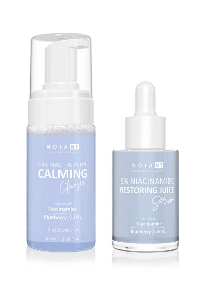 Noiant Calm+ Restore Combo Of Serum And Cleanser Infused With Niacinamide and Blueberry