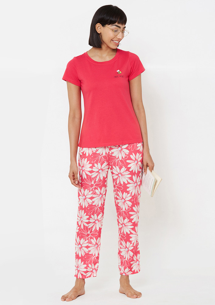 Soie Bee Kind Pink Printed Lounge T-Shirt
