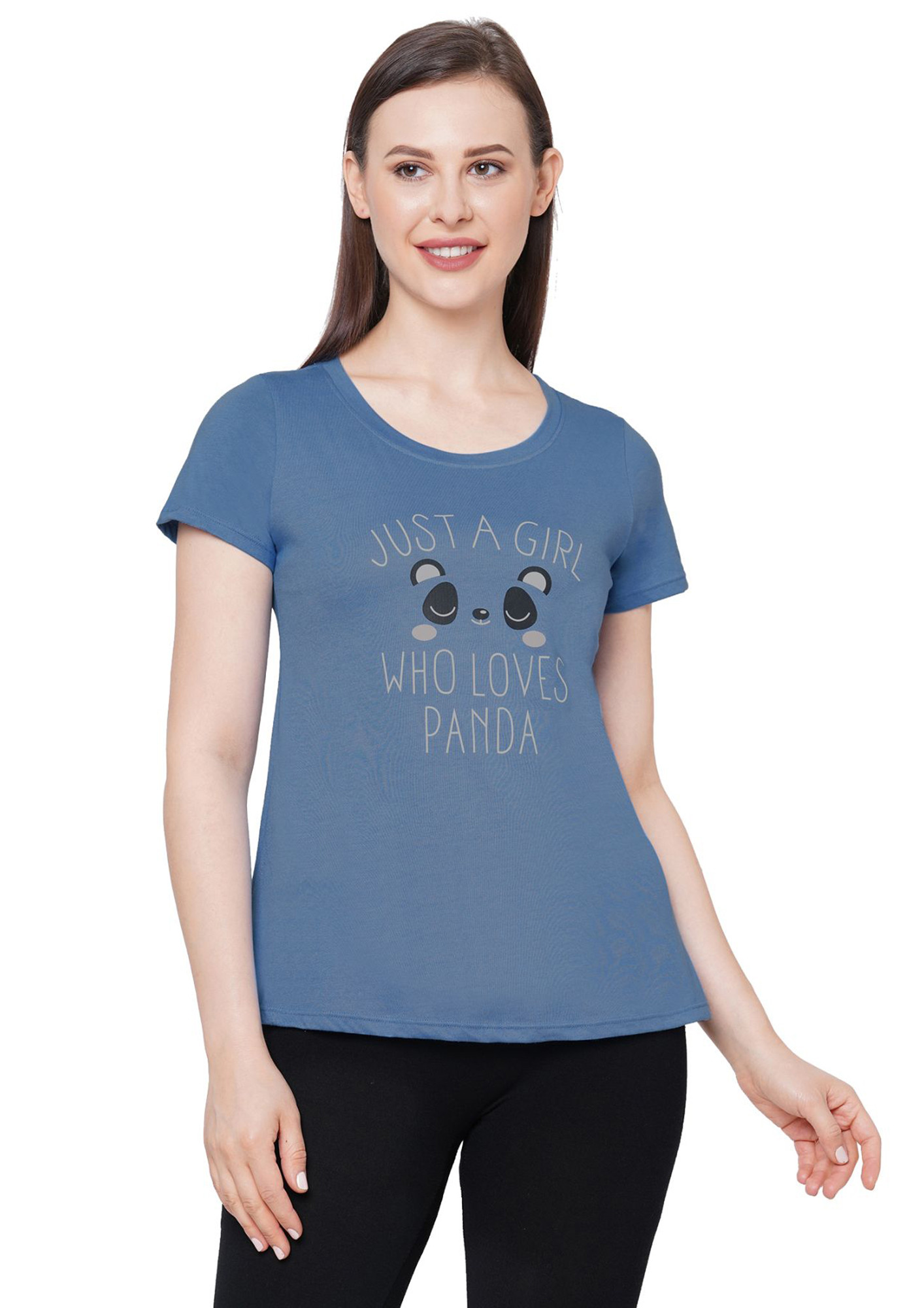 Soie Just A Girl Who Loves Panda Blue Lounge T-Shirt
