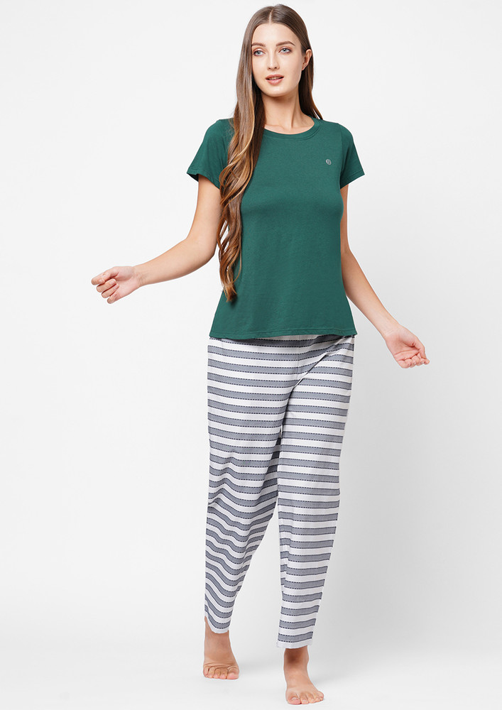 Soie Grey Striped Lounge Trousers