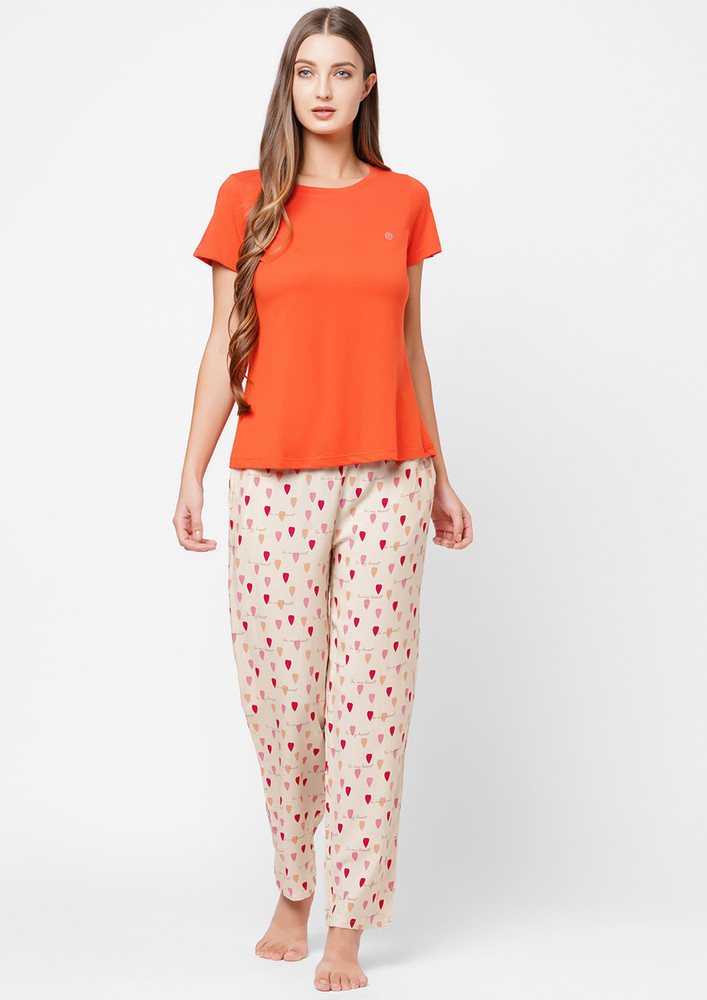Soie Geometric Printed Pale Pink Lounge Trousers