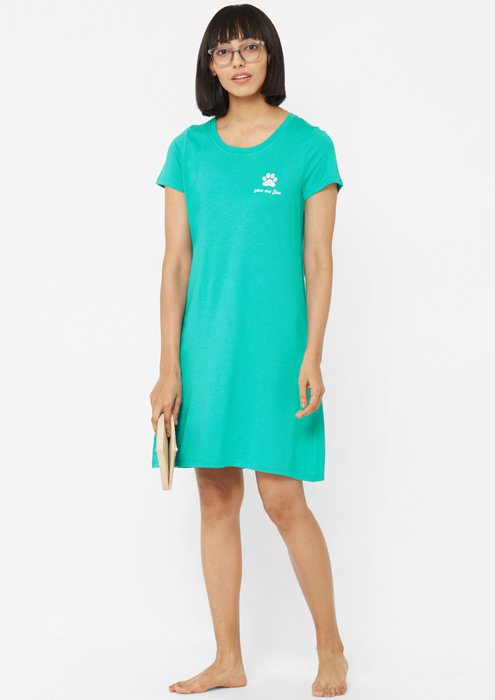 SOIE Give Me Five Tiffany Blue Printed Nightdress