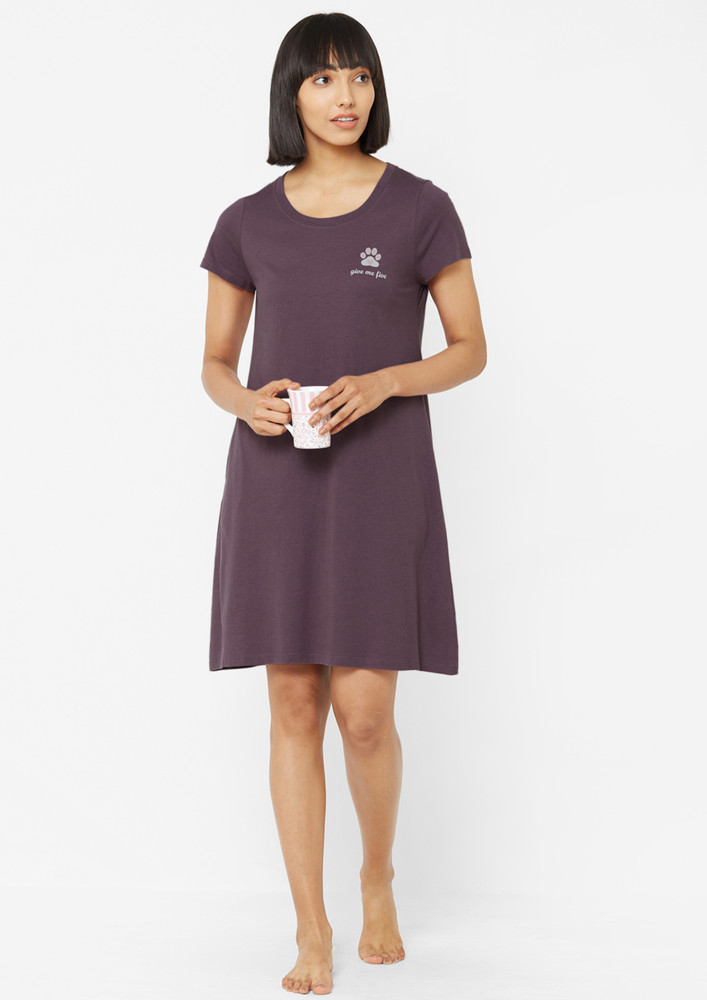 SOIE Give Me Five Purple Printed Nightdress