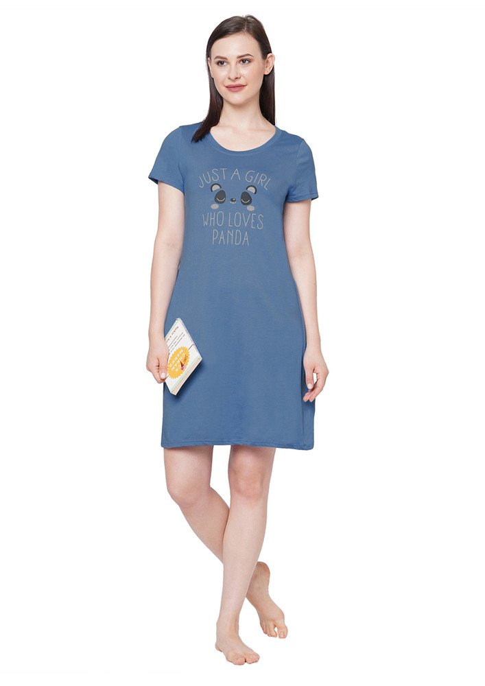 SOIE Just A Girl Who Loves Panda Navy Nightdress