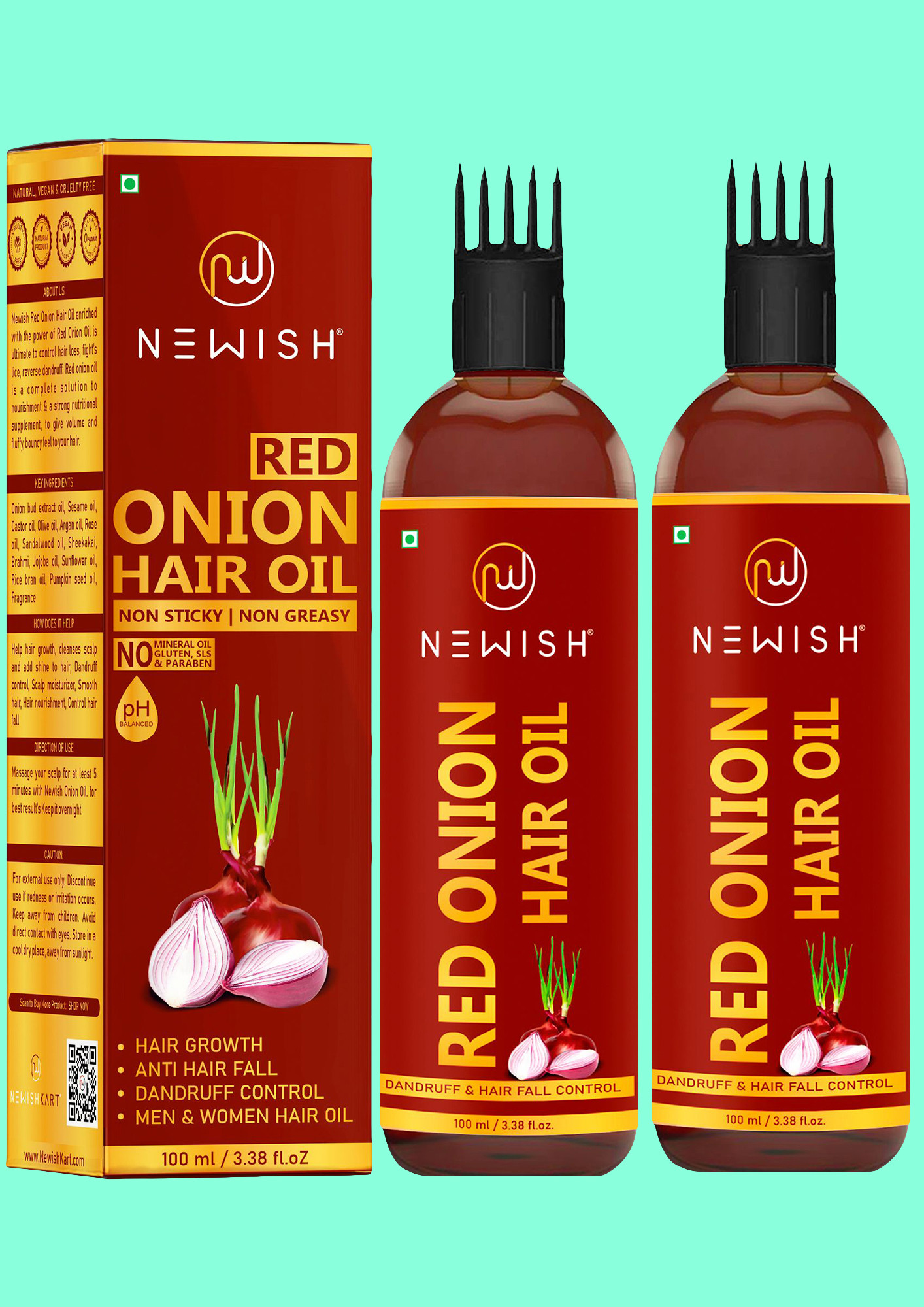 Newish Onion hair oil for hair growth (100ml - PACK OF 2)