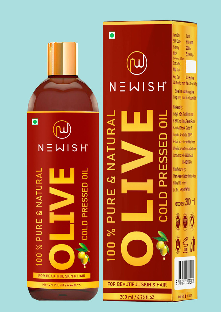 Newish Pure Cold Pressed Olive Oil For Hair And Skin,200ml (olive Oil)