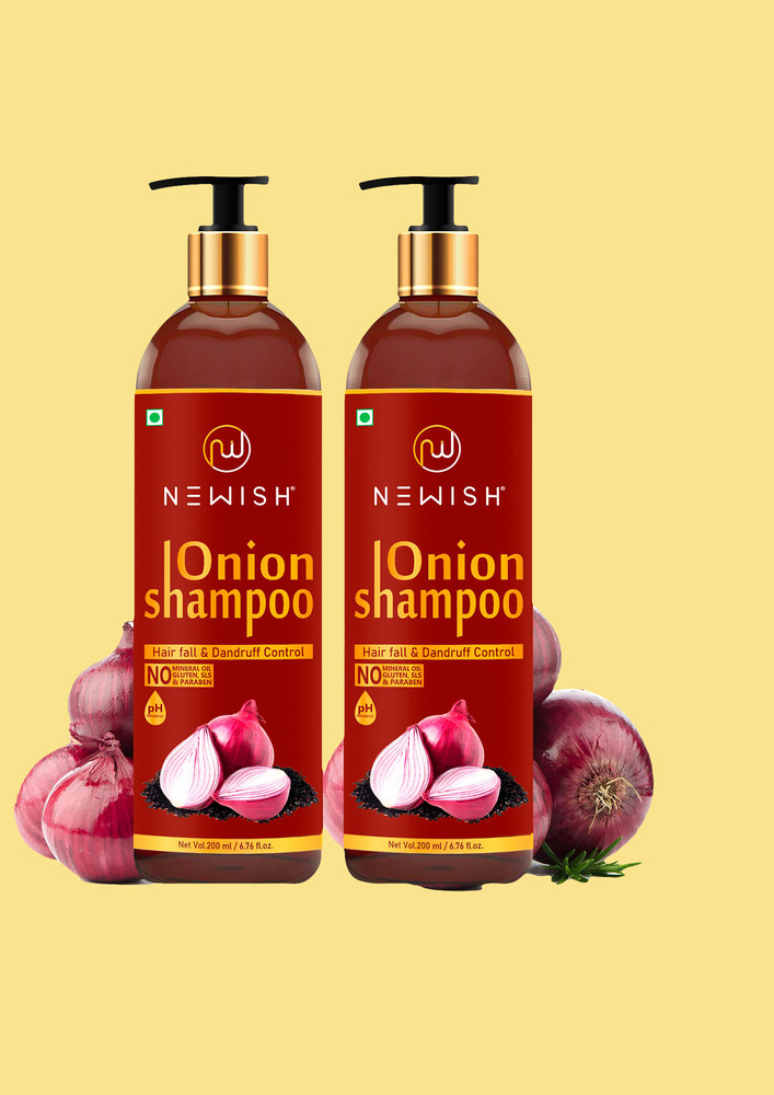 Newish Red Onion Shampoo For Hair Growth And Hairfall Control 200ml (pack Of 2)