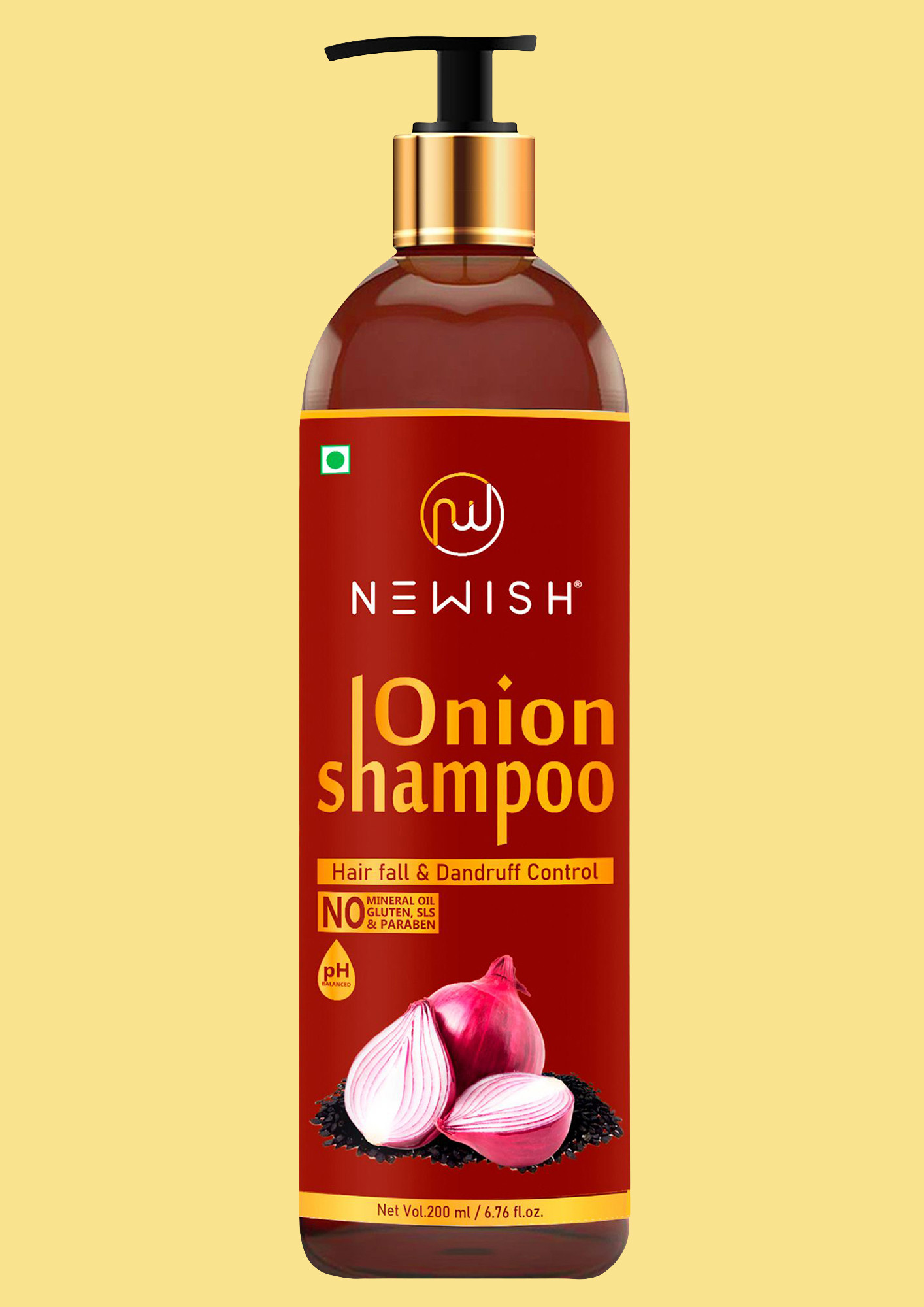 Newish Red Onion Shampoo For Hair Growth and Hairfall Control 200 ml