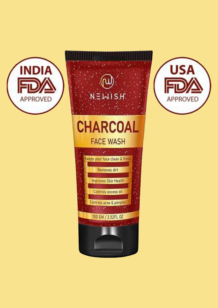 Newish Activated Charcoal Face Wash For Oily Skin, Parabens Free, Charcoal Face Wash For All Skin Type 100gm | Anti Pollution